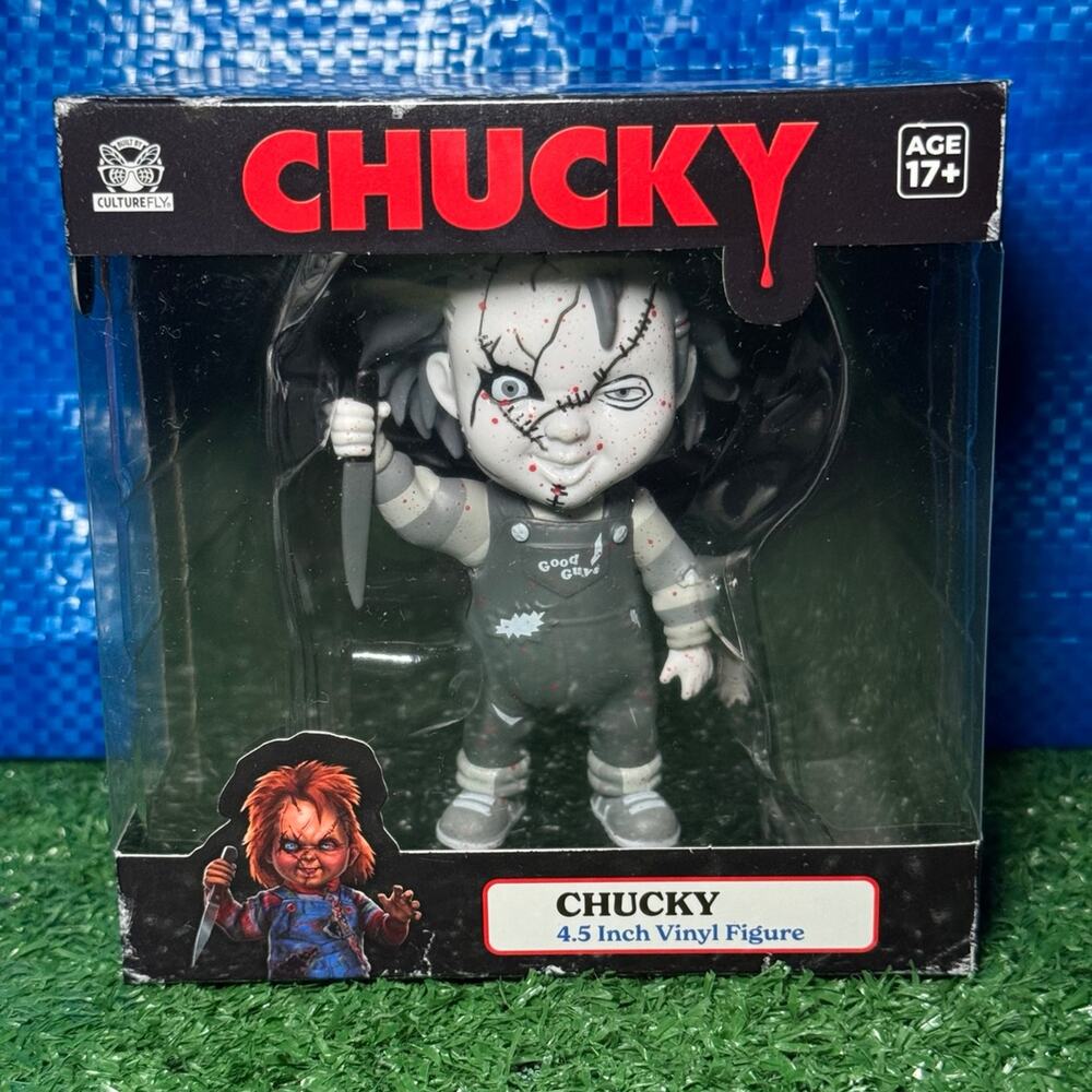 Horror Culturefly Chucky Vinyl Figure Black And White With Blood Splatter